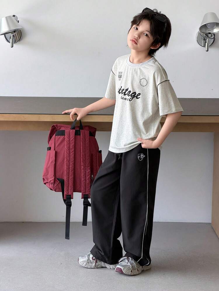 Casual Cool Straight Leg Decorative Long Pants For Big Boys