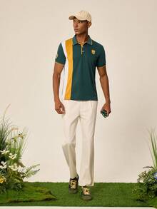 Tonviero Men Letter Graphic Colorblock Polo Shirt - Multicolor - View 5