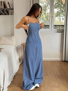 Rivivi Bộ quần yếm denim thoải mái cho kỳ nghỉ - Rửa nhẹ - Xem 3