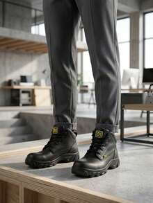 Botas industriales 100% de piel de res con casquillo y suela antideslizante - Negro - Ver 4
