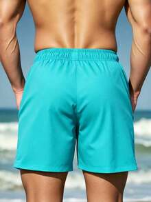 Surfspeed Quần short đi biển in họa tiết tối giản dành cho nam cỡ lớn - Màu xanh ngọc - Xem 2