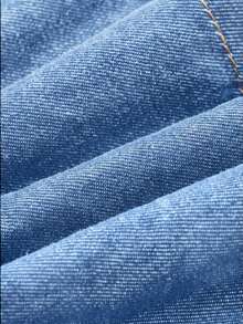 SHEIN MOD Falda vaquera casual y versátil con volante en el bajo para mujer - Lavado ligero - Ver 4