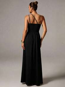 Avenya Women's Solid Color Elegant Elegent Waist Cinched Party Formal Dress Black Summer - Black - View 5