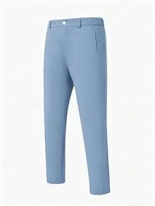 Manfinity Mode Pantalones casuales versátiles con botones y bolsillos para hombre, adecuados para negocios y oficina, formal - Azul - Ver 3