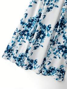 GlowEve CURVE Plus Size Women's Floral Print Off-Shoulder Elegant Flapper 1920s Vacation Dress Wedding Evening Guest Formal Tea Party Blue And White Summer - Blue and White - View 6