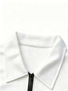Manfinity Homme Men's Casual Turndown Collar Short Sleeve Polo Shirt And Pants, Summer Commuting Outfit - White - View 6