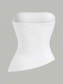 Girlism Bộ 3 áo hai dây croptop dệt kim màu đen, trắng và xanh dương dành cho nữ tuổi teen, có phần eo nhún và vạt áo bất đối xứng, kiểu dáng thể thao đường phố đa năng, dễ phối đồ. - màu nâu - Xem 7