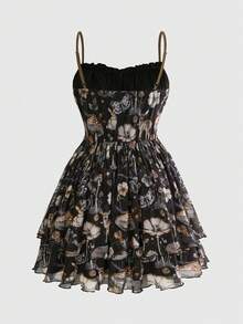 ROMWE Fairycore Retro Pilz Fairy-Core Unterkleid in Große Größen für Frauen - Verschiedenfarbig - Übersicht 2