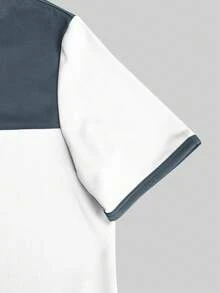 Manfinity Homme Men's Contrast Color Round Neck Short Sleeve T-Shirt And Drawstring Waist Shorts Casual Set Men S 2 Piece Tee - Multicolor - View 3
