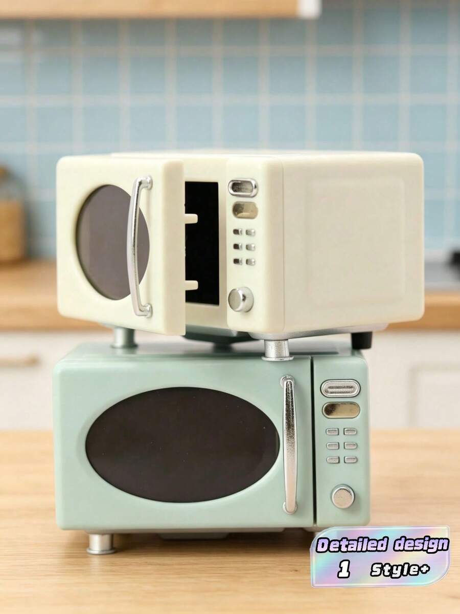 Miniature Kitchen Model Set - Realistic Microwave & Cooking Utensils Replica, Tiny Kitchen Props For Photography, Dollhouse, DIY Crafts, Home Decor, Collector's Gift For Foodies & Model Enthusiasts - Beige - View 1