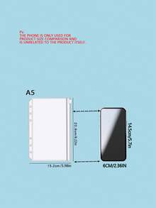 SHEIN A6,A5,A7 Or 2sets OfA6 Clear PVC ZipperBags - Clear - View 5