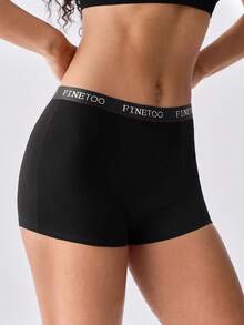 Loungeista 6pcs Letter Waistband Solid Color Comfortable Cotton Sport Panties For Women - Multicolor - View 4