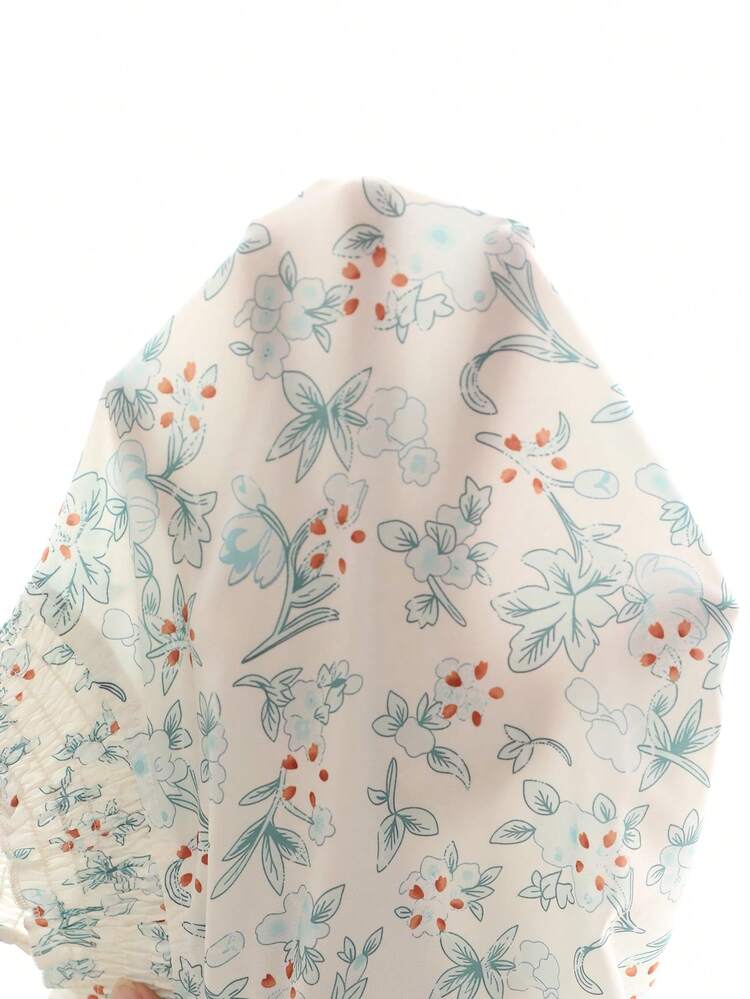 Plus Size Women Summer Casual Vacation Country Floral Print V-Neck Ruffle Sleeve Blouse Shirt Top,Country Concert Outfit,Festival Outfits For Women,Festa Junina