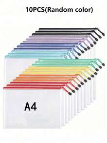 Extra Large Grid Waterproof Zipper Document Bag - A3/A4/B4/A5/B5/B6 Transparent Student And Professional Document Organizer, Ideal For Paper And Exam Storage. - Multicolor - View 21