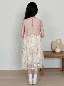 DAZY 女童圓領無袖洋裝，大童女孩秋季夏季服飾 - 粉色 - 查看 4