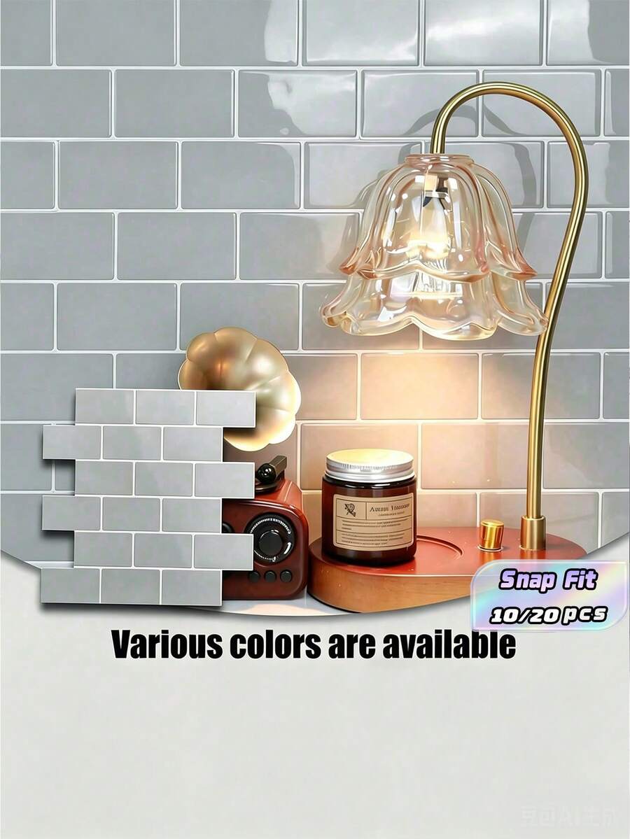10/20 Sheets Kitchen Backsplash 3D Glossy Subway Peel And Stick Wall Tile Sticker Wallpaper - Multicolor - View 1