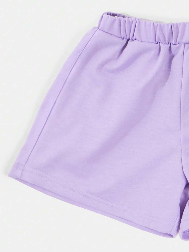 Conjunto de Top Cropped e Shorts Elásticos com Estampa Gráfica Oversized de Santorini, Grécia, para Meninas Jovens em Férias de Verão