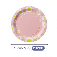 Pink Daisy Garden Disposable Plates, Napkins And Cups Set, Serves 20 Guests. This Disposable Party Set (Including Plates, Napkins And Cups) Is Perfect For Birthday Parties, Weddings And Family Picnics. - View 11