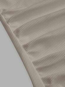 Slaydiva Khaki Summer Casual Vacation Women Ribbed V-Neck Racerback Gathered Tank Top,Solid Versatile Basic Boho Style Ribbed Knit Shirt For Party Going Out - Grey - View 5