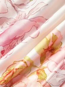 SHEIN MOD Romantic Sunset Floral Halter Maxi Dress With Ruched Corset Bodice And Flowing A-Line Skirt - Beach Wedding Guest & Summer Evening Sundress, Tea Party - Multicolor - View 4