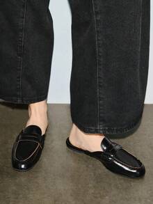 Bholvia 2026 Spring/Summer New Women's Suede Peep Toe Loafers, Round Toe - Black - View 1