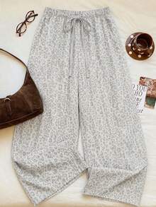 SHEIN EZwear Quần ống đứng buộc eo dáng rộng dành cho nữ, thích hợp cho mùa hè. - Nhiều màu - Xem 4