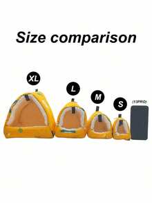 Sarang tidur segitiga berbahan fleece hangat dengan motif kartun, cocok untuk burung beo, hamster, tupai, dan hewan peliharaan lainnya. Tempat tidur hewan peliharaan untuk musim gugur dan musim dingin. - Kuning - View 7
