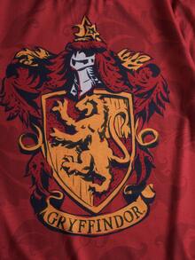 HARRY POTTER X SHEIN 1pc Tween Boys Casual Graphic T-Shirt, Round Neck Short Sleeve Comfortable Top, Collaboration Design - Burgundy - View 5