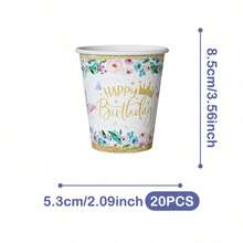 Light Pink Butterfly Crown Disposable Plates, Napkins And Cups Set, Serves 20 Guests. This Disposable Party Set (Including Plates, Napkins And Cups) Is Perfect For Birthday Parties, Weddings And Family Picnics. - View 9