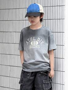 Dazy Kids 水洗渐变色圆领字母印花大童T恤 - 灰色 - 查看 5
