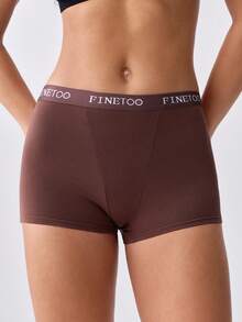 Loungeista 6pcs Letter Waistband Solid Color Comfortable Cotton Sport Panties For Women - Multicolor - View 9