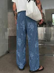 STEELVANCE Pantalones de pierna ancha con cintura de cordón, bolsillos y recortes para hombre, estilo vacacional - azul real - Ver 2
