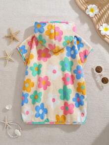 LMoss Kids 女嬰花卉印花短袖連帽半拉鍊泳衣 - 彩色 - 查看 2