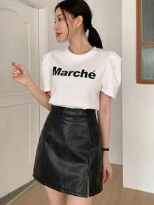 DAZY Solid Color High Waist Casual Slit Shorts, Spring/Summer - Black - View 5