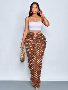 SOLERSUN 性感優雅女款圓點裙，適合萬聖節、聖誕節、情人節、春夏度假，復古風格（隨機花色） - 棕色 - 查看 7