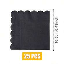 Black Gold-Plated Square Petal Shaped Disposable Dining Plate Napkins Paper Cups, Disposable Party Supplies Set, Suitable For 16 Guests, Suitable For Birthdays, Weddings, Theme Parties, Family Picnics, Disposable Dining Plate Party Utensils - View 7