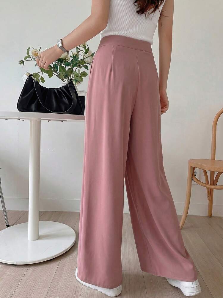 Women's Casual Wide Leg Solid Color Pants