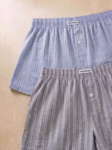 Pantalones holgados y cómodos de 2 paquetes con rayas azules y grises para hombres de EverLounge - Multicolor - Ver 3