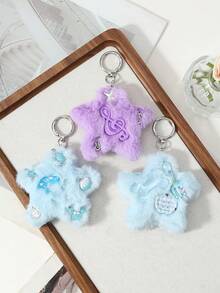 ROMWE Kawaii 3入清新甜美多色星星、情書、海洋生物骨骼DIY鑰匙圈包包吊飾組合套裝 - 多色-12 - 查看 2