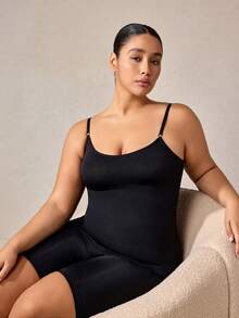 Veilyse 1pc Women's Plus Size Body Shaper Unitard, Postpartum Abdominal Control Shapewear, Tight Waist Shaping Underwear, Butt Lifter - Black - View 8