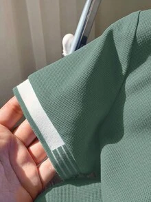 SHEIN 男童休闲有领短袖 Polo 衫 - 綠色 - 查看 5
