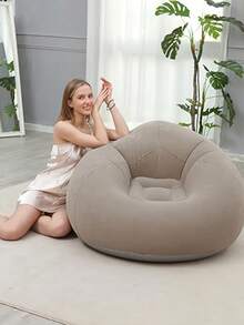 1 Piece Inflatable Sofa Chair, Foldable Portable Inflatable Leisure Chair With Backrest, Soft Bean Bag Style Seat For Living Room Bedroom Balcony Dormitory Outdoor Camping - Multicolor - View 6