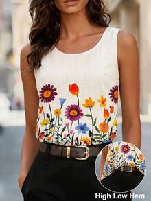 SHEIN Franclia Ärmellose Blumenprint-Tank Top, geeignet für Oster-Garten-Picknick, Sommer-Strandurlaub, Lässig-Wear für Musikfestivals - Verschiedenfarbig - Übersicht 8
