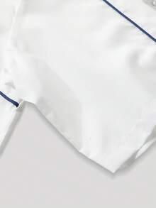 PAVTROS Men's Striped Letter Print Pocket Short Sleeve Shirt - White - View 5