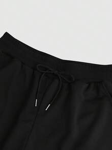 Manfinity Homme 男士夏季休閒運動拼接色字母印花圓領背心短褲套裝，度假風 - 彩色 - 查看 6