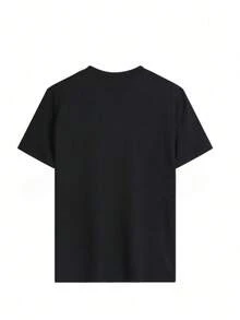Camiseta de manga corta de moda para primavera y verano de 2026, hecha en México, 180 gramos. Estampado de dibujos animados, modelo de pareja, apta para uso interior o exterior - Negro - Ver 3