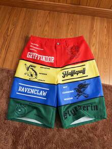 HARRY POTTER X SHEIN Men's Denim Shorts For Daily Wear - Multicolor - View 3