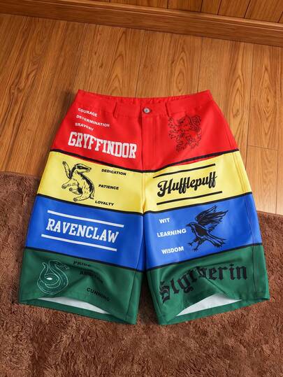HARRY POTTER X SHEIN Quần short denim nam X SHEIN