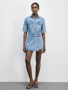 Maija Quần yếm & áo liền quần denim dành cho nữ - Màu xanh lam - Xem 3