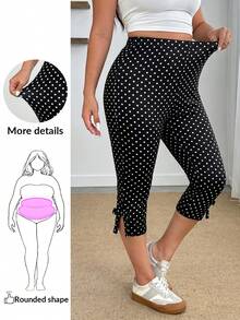 Enliva Quần legging nữ size lớn chấm bi đen cạp cao ôm sát dài 3/4, phong cách casual, cho đi làm hàng ngày, hẹn hò, tiệc tùng, Thu/Đông/Xuân/Hè, Giáng sinh, Năm mới, Lễ Tạ ơn, Đám cưới, Đi biển, Lễ tốt nghiệp, thời trang chic, thanh lịch, đi chơi, hẹn gặp, tỏa sáng, Valentine, nghỉ dưỡng, Y2k, sexy, phù hợp cho dáng người quả táo và dáng tròn - Nhiều màu - Xem 1